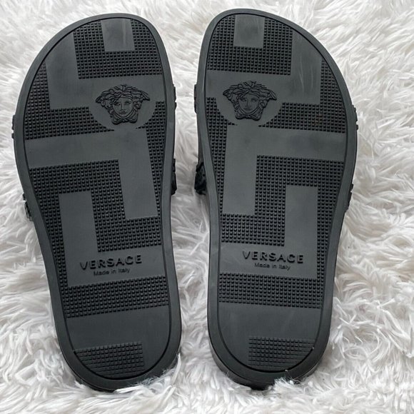 Authentic Versace Men Sandal MEDUSA Black Slide Made in Italy Size 7.5 US main image 9